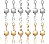 Paquete de 12 cierres magnéticos para joyas, cierres redondos de bloqueo seguro para collares y pulseras, oro y plata