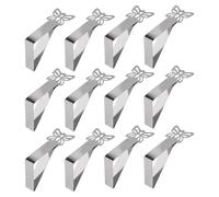 Paquete de 12 clips de mantel resistentes hechos de acero inoxidable resistente a la corrosión para una configuración segura de la mesa en reuniones al aire libre e interior con diferentes formas de