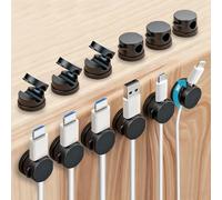 Paquete de 12 clips de resorte, gestión de cables, organizador de cables, organizador de cables, organizador de escritorio, soporte de cable de carga de teléfono (negro)