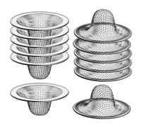 Paquete de 12 coladores de malla para desagüe de fregadero de 2.1 pulgadas / cesta de 1 pulgada, colador de pelo para fregadero de baño, utilidad, pendiente, lavandería, RV y lavabo