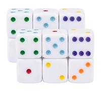 Paquete de 12 Dados Grandes, Dados Gigantes de 25 mm con Base Blanca y Punto Colorido para una fácil Lectura, Juegos de Mesa, enseñanza de matemáticas, Elementos Esenciales para la Noche de Juegos, g