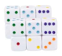 Paquete de 12 Dados Grandes, Dados Gigantes de 25 mm con Base Blanca y Punto Colorido para una fácil Lectura, Juegos de Mesa, enseñanza de matemáticas, Elementos Esenciales para la Noche de Juegos, g