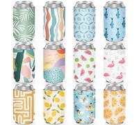 Paquete de 12 enfriadores de latas de neopreno aislados de verano a granel, soporte para botellas de playa y piscina, decoración de fiesta, regalos de cumpleaños para hombres y mujeres, regalos de