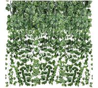 Paquete de 12 enredaderas artificiales de hiedra de 7 pies, plantas colgantes falsas para decoración de pared, guirnalda de vegetación resistente a los rayos UV, decoración del hogar, jardín, oficina