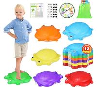 Paquete de 12 escalones, juegos de equilibrio y coordinación, juego para interiores y exteriores con retroalimentación sensorial interactiva