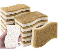 Paquete de 12 esponjas naturales, esponjas de cocina ecológicas, esponjas naturales para lavar platos, esponja de celulosa compostable biodegradable, esponja de limpieza para platos