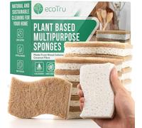 Paquete de 12 esponjas naturales para lavar platos, de la marca británica, respetuosas con el medio ambiente, esponjas y estropajos ecológicos de celulosa compostable y coco, biodegradables