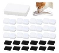 Paquete de 12 filtros de fuente de agua para gatos, filtro dispensador de agua universal para mascotas para la mayoría de fuentes de plástico y acero inoxidable, 12 de carbono + 12 filtros de espuma