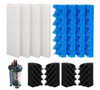 Paquete de 12 filtros de repuesto de bioespuma 406/407 para acuario, compatible con filtro Fluval 406/407, juego de esponjas de bioespuma, 4 blancos, negros y azules para filtración biológica y