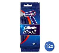 Paquete De 12 Gillette Afeitadoras Desechables Blue Ii 10 Piezas Bolsa