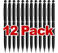 Paquete de 12 lápices capacitivos para pantallas táctiles 2 en 1 Tablet Pen compatible con iPad iPhone Kindle Fire Samsung Galaxy Android Stylus con tinta azul para todas las pantallas táctiles