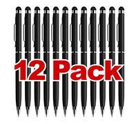 Paquete de 12 lápices capacitivos para pantallas táctiles 2 en 1 Tablet Pen compatible con iPad iPhone Kindle Fire Samsung Galaxy Android Stylus con tinta azul para todas las pantallas táctiles