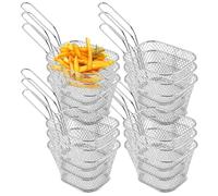 Paquete de 12 mini cestas cuadradas para freír, cesta pequeña para servir patatas fritas, soporte para patatas fritas, cestas para freidora con asa para cocina, restaurante, cafetería, barbacoa, color