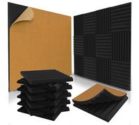 Paquete de 12 paneles acústicos autoadhesivos de 1 x 12 x 12 pulgadas, espuma acústica, cuñas de espuma de estudio, paneles de alta densidad, cuñas insonorizadas, color carbón