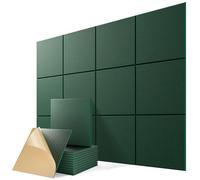 Paquete de 12 paneles acústicos autoadhesivos, paneles de espuma de alta densidad a prueba de sonido para paredes, paneles de pared insonorizados para el hogar y la oficina (verde bosque)