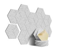 Paquete de 12 paneles de espuma acústica, adhesivos a prueba de sonido, para aislamiento acústico y tratamiento acústico (gris)