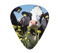 Paquete de 12 pastillas de guitarra de vacas blancas y negras adecuadas para tocar guitarras acústicas, guitarras eléctricas, etc.