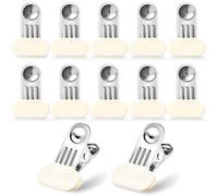 Paquete de 12 pinzas anchas de metal blanco para ropa, clips de acero inoxidable resistentes con goma, multiusos para lavandería, fotos, bolsas de alimentos, uso en la cocina