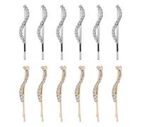 Paquete De 12 Pinzas Para El Cabello De Cristal En Forma De S, Pinzas Para El Cabello De Cristal Brillante, Accesorios Para El Cabello De Metal Con Purpurina Para Mujeres Y Niñas