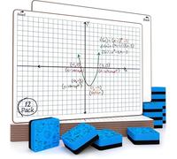 Paquete de 12 pizarras de regazo XY Axis de borrado en seco de 9 x 12 | Sin residuos ni fantasmas, paquete de 12 unidades, tablero duro robusto, para gráficos de geometría matemática y actividades
