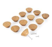 Paquete de 12 pomos de madera con forma redonda de 4,1 cm de diámetro, tiradores de madera para puertas de armarios, aparadores y cajones, pomos de puerta de armario de cocina (12 luces)