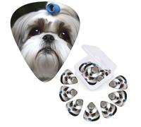 Paquete de 12 púas de guitarra, 3 púas de guitarra de diferentes grosores con caja de almacenamiento, púas de guitarra Shih Tzu, accesorios de guitarra medianos y finos, 4 piezas de 0,46 mm, 4 piezas