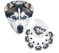 Paquete de 12 púas de guitarra, 3 púas de guitarra de diferentes grosores con caja de almacenamiento, púas de guitarra Husky de ojos azules, accesorios de guitarra medianos y finos, 4 piezas de 0,46