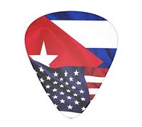 Paquete de 12 púas de guitarra con banderas de EE. UU. y Cuba en seda, incluye calibres delgados, medianos y pesados, 3 tamaños para púas acústicas eléctricas de guitarra