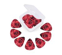 Paquete de 12 púas de guitarra con caja de almacenamiento organizadora, 3 grosores diferentes, hermosas púas de guitarra de rosa roja para bajo, eléctrico, acústico, regalos de Navidad, incluye 0.46