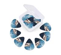 Paquete de 12 púas de guitarra con caja de almacenamiento organizadora, 3 grosores diferentes, un tiburón nada en el mar, púas de guitarra para bajo, eléctrico, acústico, regalos de Navidad, incluye