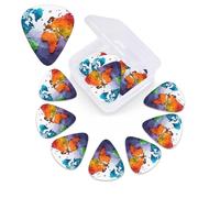 Paquete de 12 púas de guitarra con caja organizadora de almacenamiento, 0,46, 0,96 y 0,71 mm. Incluye grosor fino, medio y pesado. Mapa del mundo de colores. Bajo personalizado.