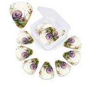 Paquete de 12 púas de guitarra con caja organizadora de almacenamiento, 0,46, 0,96 y 0,71 mm. Incluye grosor fino, medio y pesado. Precioso caracol personalizado.