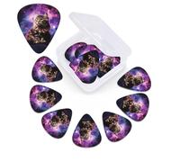 Paquete de 12 púas de guitarra con caja organizadora de almacenamiento, 0,46, 0,96 y 0,71 mm. Incluye un gato sentado dentro de una nebulosa de grosor fino, medio y pesado, bajo personalizado.