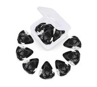 Paquete de 12 púas de guitarra con caja organizadora, lindas púas de bajo de perro carlino negro, finas, medianas y pesadas, 3 púas de celuloide de diferentes grosores para guitarras acústicas
