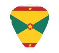 Paquete de 12 púas de guitarra con diseño de bandera de Granada, grosor surtido, 0,46 mm, 0,71 mm, 0,96 mm, delgadas, medianas y pesadas para guitarra acústica y ukelele