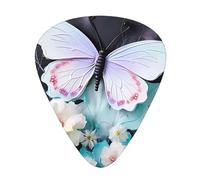 Paquete de 12 púas de guitarra con estampado de mariposa blanca, púas finas y medianas pesadas para guitarra acústica, bajo, guitarra eléctrica