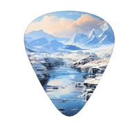 Paquete de 12 púas de guitarra con estampado de paisaje de montaña nevada, púas finas y medianas para guitarra acústica, bajo, guitarra eléctrica