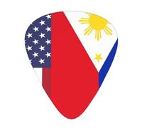 Paquete de 12 púas de guitarra con la bandera de Estados Unidos y Filipinas para guitarras acústicas, eléctricas, bajas y ukeleles, con tres grosores diferentes.