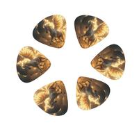 Paquete de 12 púas de guitarra de caballo blanco con alas doradas, accesorios de ukelele para bajo, guitarra acústica eléctrica, incluye púas de guitarra finas y medianas pesadas con caja de