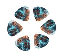 Paquete de 12 púas de guitarra de dragón azul y tigre blanco, accesorios de ukelele para bajo, guitarra acústica eléctrica, incluye púas de guitarra finas y medianas pesadas con caja de almacenamiento