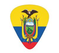 Paquete de 12 púas de guitarra de la bandera de Ecuador, 4 piezas en cada uno de los 3 tamaños, adecuadas para una amplia gama de instrumentos de cuerda