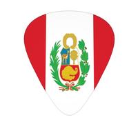 Paquete de 12 púas de guitarra de la bandera de Perú, 4 piezas en cada uno de los 3 tamaños, adecuadas para una amplia gama de instrumentos de cuerda