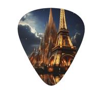 Paquete de 12 púas de guitarra de la Catedral de la Sagrada Familia y la Torre Eiffel, 4 piezas en cada uno de los 3 tamaños, adecuadas para una amplia gama de instrumentos de cuerda