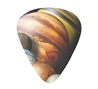 Paquete de 12 púas de guitarra de Planetas del sistema solar, incluye calibres delgados, medianos y pesados, 3 tamaños para púas acústicas eléctricas de guitarra