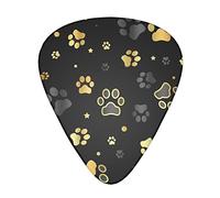 Paquete de 12 púas de guitarra Gold Dog Paw Print y Star Universal Abs Thin Medium Heavy Plectrums