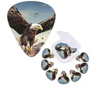Paquete de 12 púas de guitarra personalizadas, 3 grosores diferentes, 4 piezas de 0,46 mm, 4 piezas de 0,71 mm, 4 piezas de 0,96 mm, un águila vuela sobre púas de guitarra, guitarras eléctricas