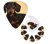 Paquete de 12 púas de guitarra personalizadas, 3 grosores diferentes, 4 piezas de 0.46 mm, 4 piezas de 0.71 mm, 4 piezas de 0.96 mm, lindas púas de guitarra Dachshund, accesorios de púas de bajo