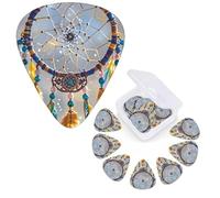 Paquete de 12 púas de guitarra personalizadas, 3 grosores diferentes, 4 unidades de 0,46 mm, 4 piezas de 0,71 mm, 4 púas de 0,96 mm, diseño de atrapasueños de cereza, accesorios de púa de bajo