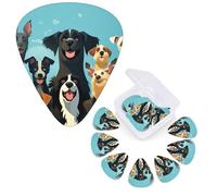 Paquete de 12 púas de guitarra personalizadas, 3 grosores diferentes, 4 unidades de 0,46 mm, 4 unidades de 0,71 mm, 4 unidades de 0,96 mm, gran grupo de perros, púas de guitarra, guitarras eléctricas