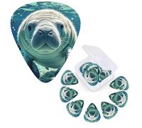Paquete de 12 púas de guitarra personalizadas, 3 grosores diferentes, 4 unidades de 0,46 mm, 4 unidades de 0,71 mm, 4 púas de 0,96 mm, diseño de animales marinos, para guitarras eléctricas, accesorios